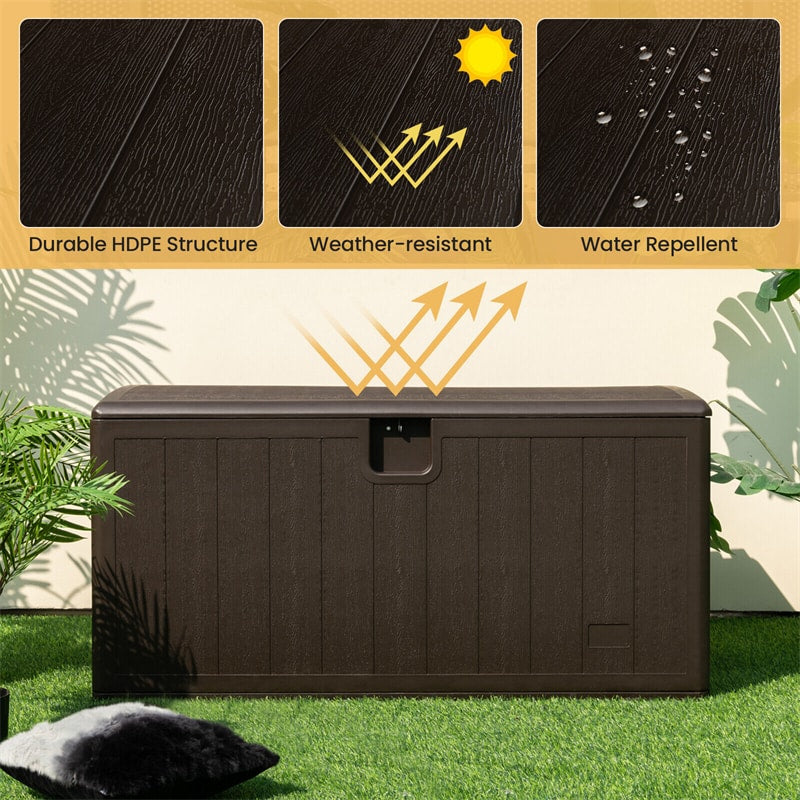 130 Gallon Patio Deck Box All Weather Outdoor Storage Container with Lockable Lid for Yard Garden