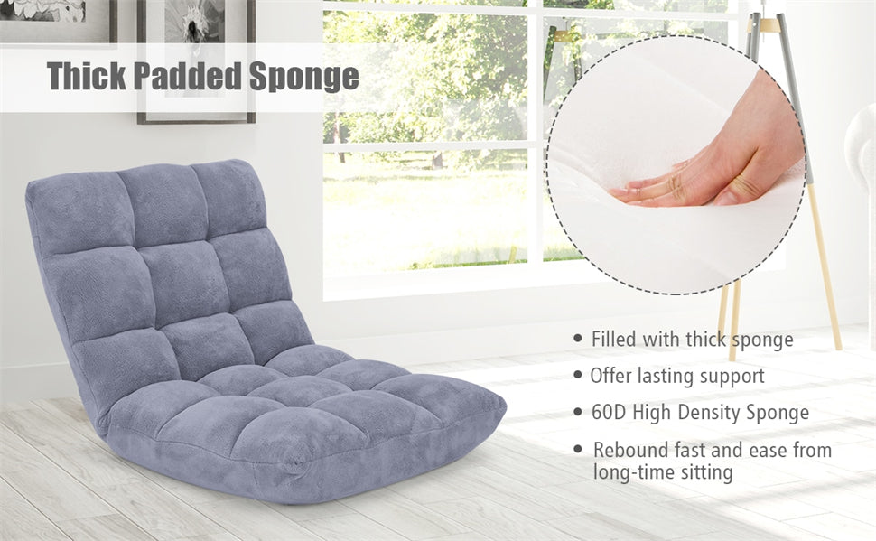 14-Position Folding Gaming Sofa Floor Chair Adjustable Sleeper Bed