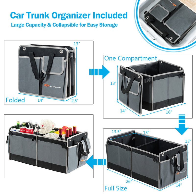 14 Cubic Feet Rooftop Cargo Carrier Dual-sided Opening Cargo Box with Car Trunk Organizer