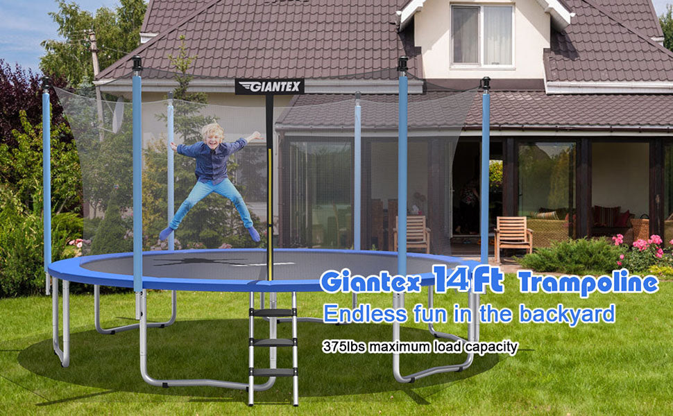 14 Ft Outdoor Trampoline Combo Bounce with Enclosure Net and Ladder