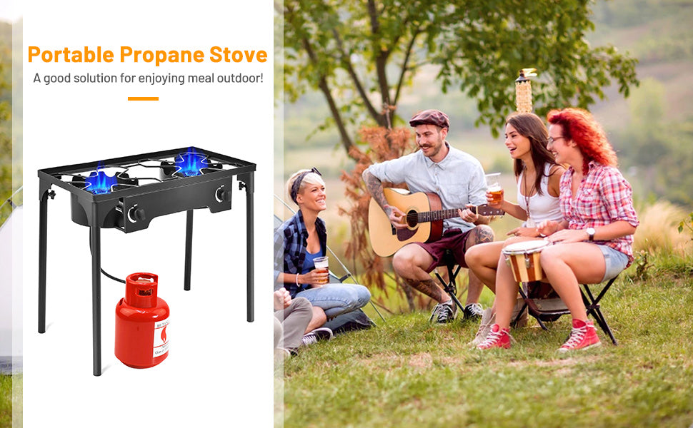 150000 BTU Double Burner Propane Cooker Outdoor Camping Stove BBQ Grill