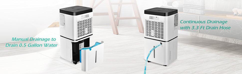 1500 Sq. Ft 24 Pints Portable Dehumidifier for Medium to Large Rooms Basements with 3-Color Indicator Lights & 4 Wheels