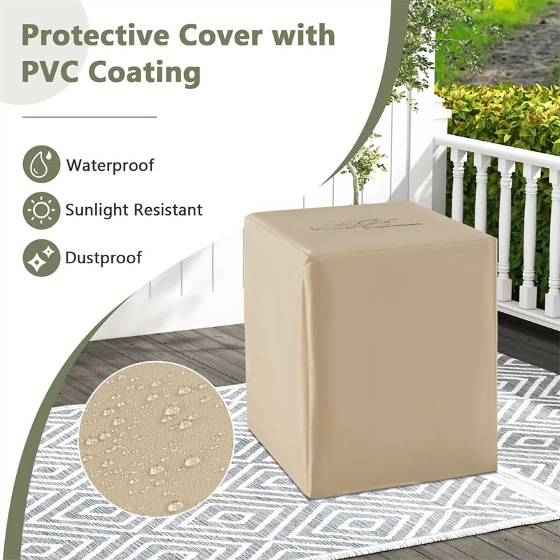 16" Terrazzo Hideaway Propane Tank Cover Table 20 LBS Square Gas Tank Holder Side Table with Protective Cover & Side Handles for Gas Fire Pits