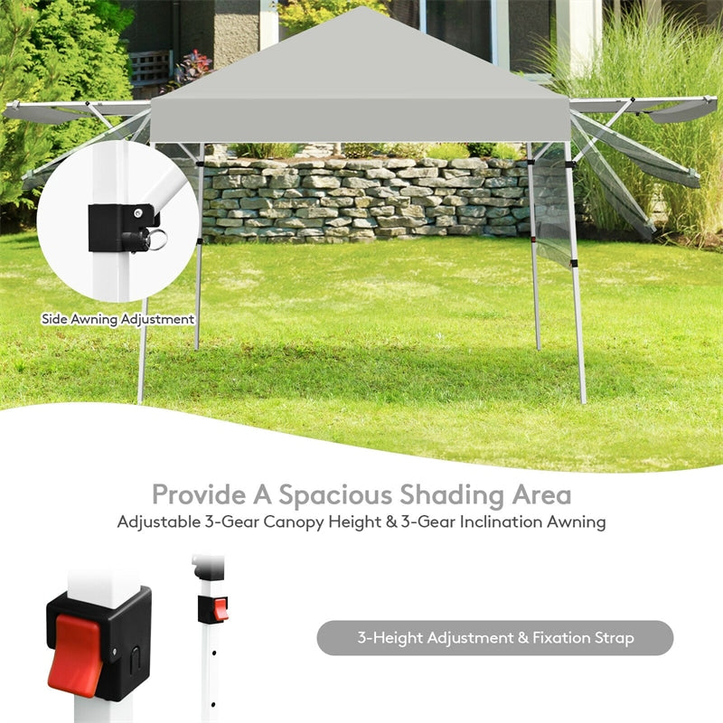 17' x 10' Foldable Pop-up Canopy Tent with Adjustable Dual Awnings