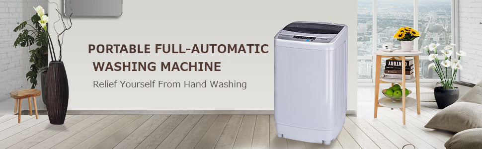 1.34 Cu.ft Portable Impeller Top-Load Washer 9.92 Lbs Capacity Full-Automatic Washing Machine with Drain Pump 8 Water Level LED Display