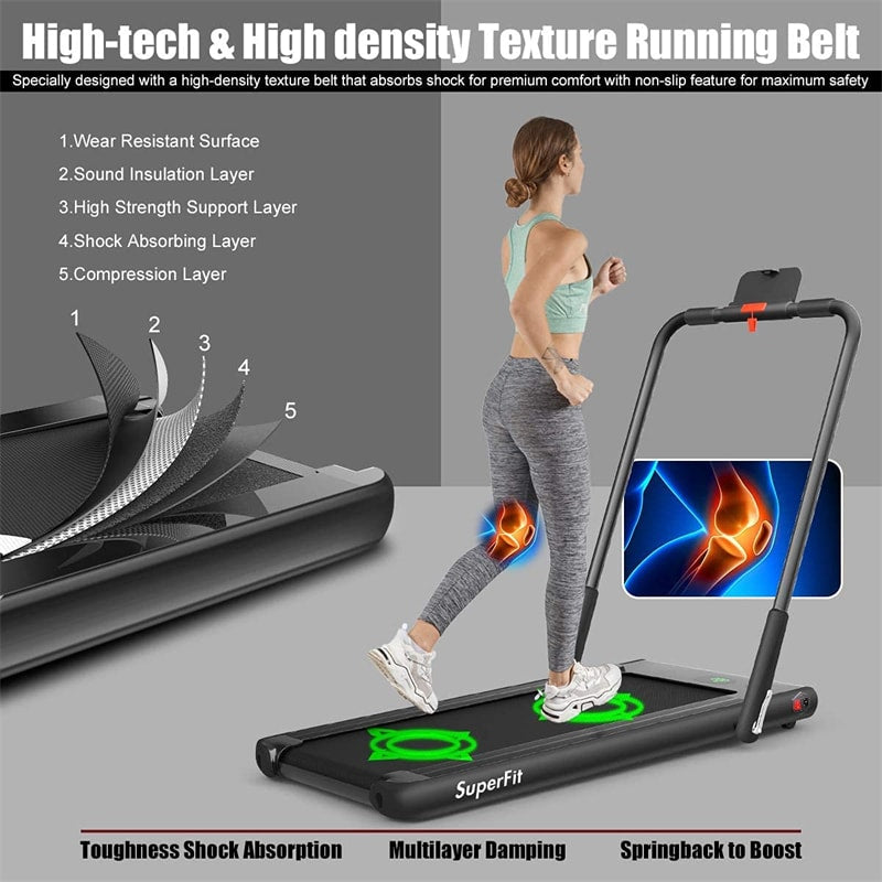 2.25HP 2-in-1 Folding Under Desk Treadmill Installation-Free with LED Display