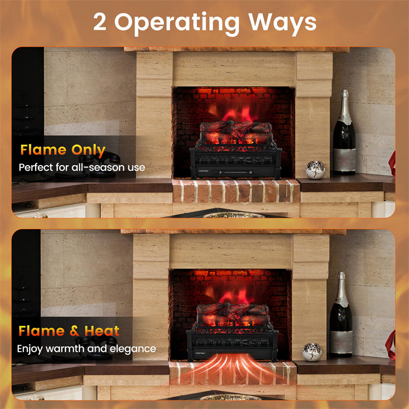 20" Electric Fireplace Log Insert Infrared Quartz Fireplace Heater with Realistic Pinewood Ember Bed & Adjustable Temperature