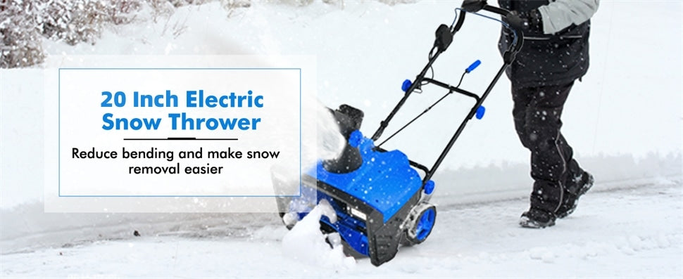 20" Electric Snow Blower 120V 15Amp Snow Thrower for Yard Driveway with Folding Handle & 180° Rotatable Chute