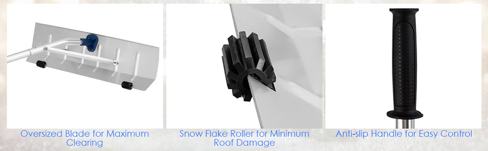 20ft Extendable Aluminum Snow Roof Rake Lightweight Snow Removal Tool