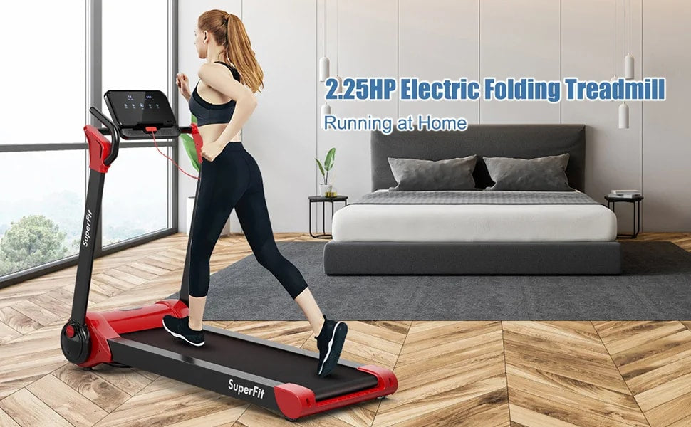 2.25HP Electric Folding Treadmill Motorized Running Machine with LED Display & Bluetooth Speaker APP Control