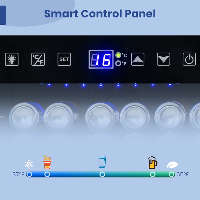 24" Beverage Refrigerator 190-Can Undercounter Beverage Cooler Built-in Freestanding Drink Fridge with Removable Shelves