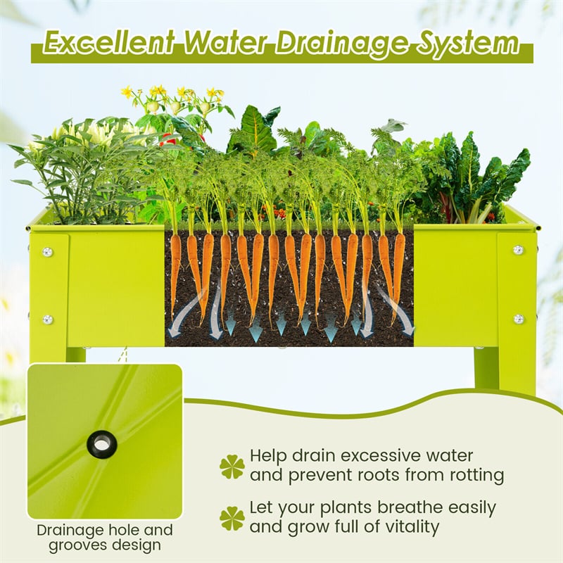 Outdoor Elevated Plant Stand 24" W Metal Raised Garden Bed Standing Planter Box with Drain Hole for Vegetable Flower Fruit