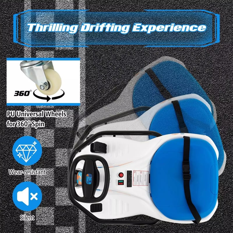 24V Electric Drifting Go Kart Kids Ride On Drift Car with 360° Spin, Wireless Connection, Radio, 3 Flags, Racing Karts for Toddlers Aged 3+