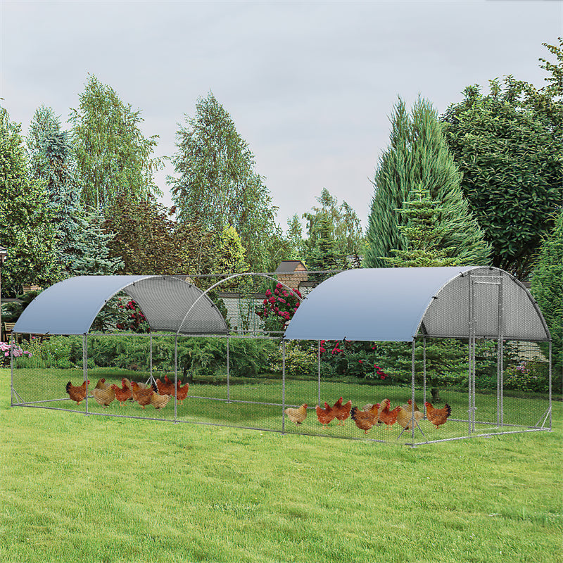 25 FT Large Metal Chicken Coop Run Galvanized Walk-in Poultry Cage with Cover