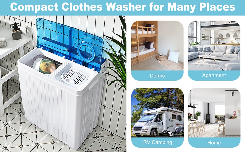 8.5kg Portable Washing Machine Compact Mini Twin Tub Laundry