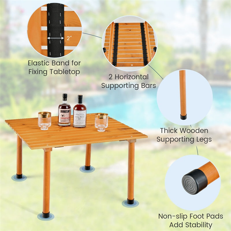 27" Square Roll-up Camping Table Folding Picnic Table with Carrying Bag for Outdoors Fishing Cooking BBQ Party Lawn Patio Garden