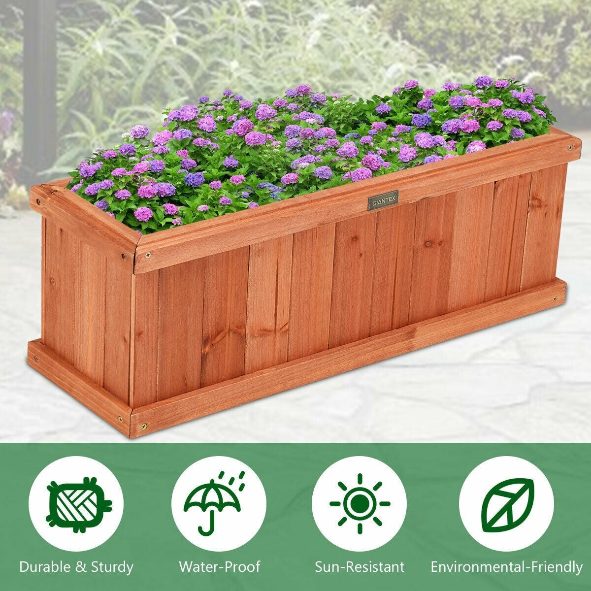 28" L x 9" W Wooden Raised Garden Bed Window Mounted Planter Box