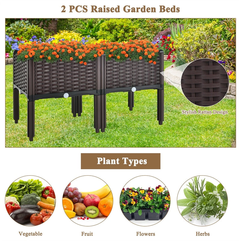 2 Elevated Planter Boxes Outdoor Raised Garden Bed with 8 Legs