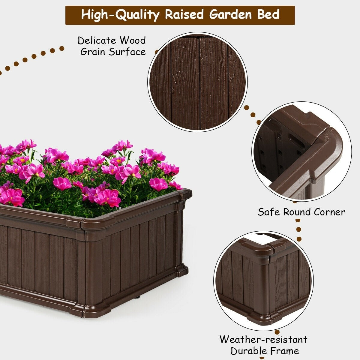 2 PCS 48" L x 24" W Raised Garden Bed Outdoor Rectangle Plant Box