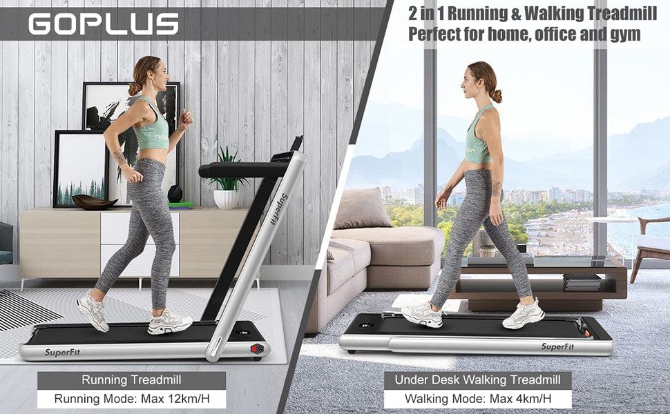 2 in 1 Folding Treadmill Electric Motorized Health Fitness with Dual Display Remote Control