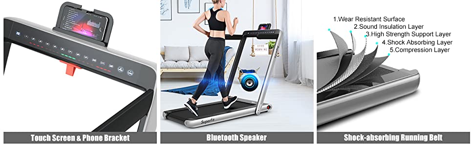 2 in 1 Folding Treadmill Electric Motorized Health Fitness with Dual Display Remote Control