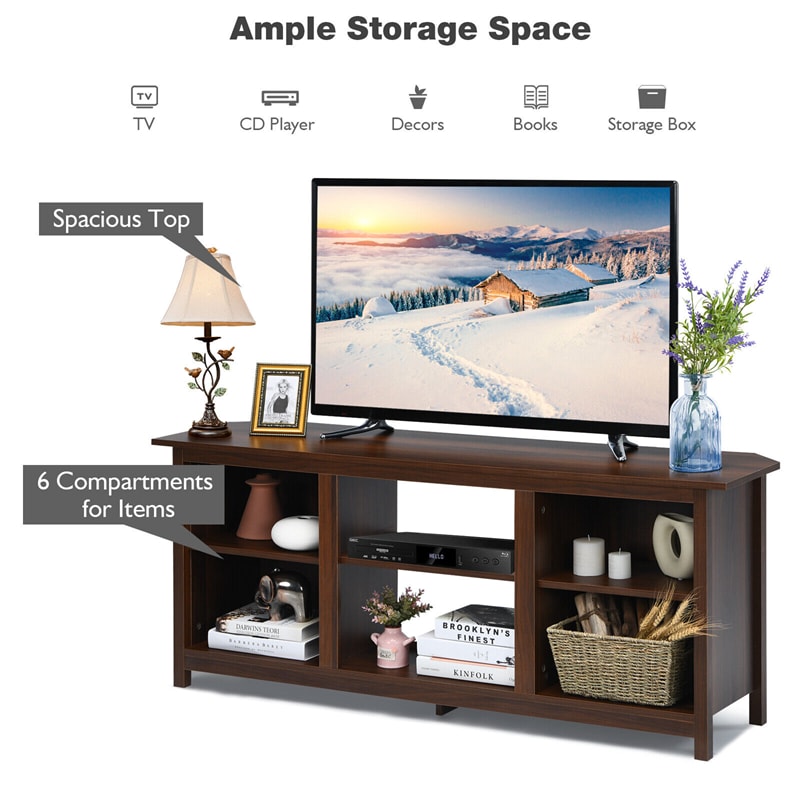 2-Tier Farmhouse Universal TV Stand for 18" Electric Fireplace, 58" Entertainment Center Media Console Up to 65" Flat Screen TVs