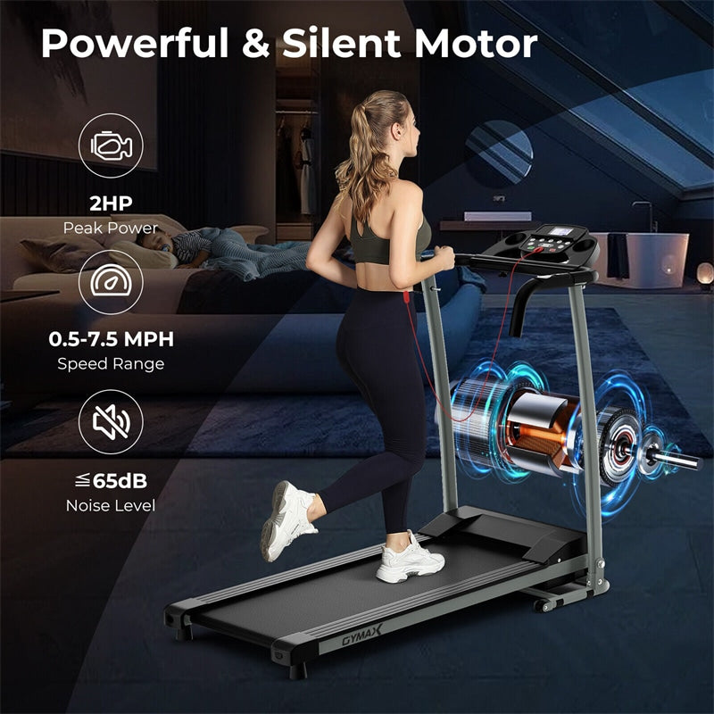 2 HP Folding Treadmill Freestanding Motorized Running Machine with LCD Display & 12 Preset Program