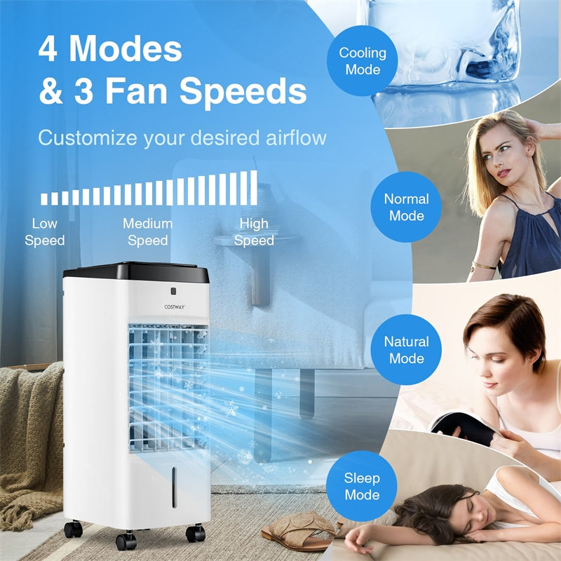 3-in-1 Portable Evaporative Air Cooler with Humidifier & Remote Control