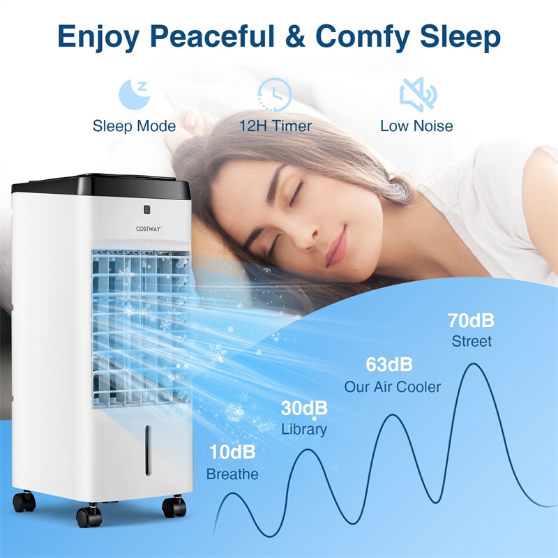 3-in-1 Portable Evaporative Air Cooler with Humidifier & Remote Control