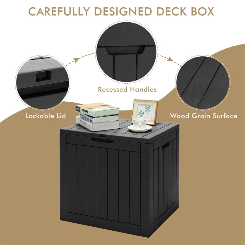 30 Gallon Outdoor Deck Box Storage Seating Container with Lockable Lid