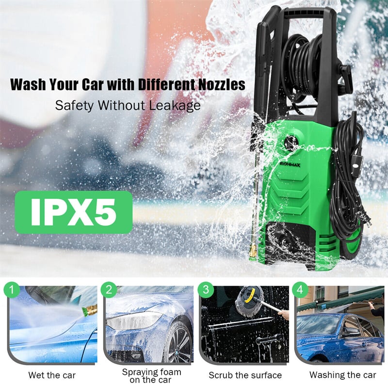 3500PSI Electric Pressure Washer 2.6GPM 1800W Portable High Power Washer Machine with Foam Cannon & 4 Nozzles for Car Fence Patio Garden Cleaning