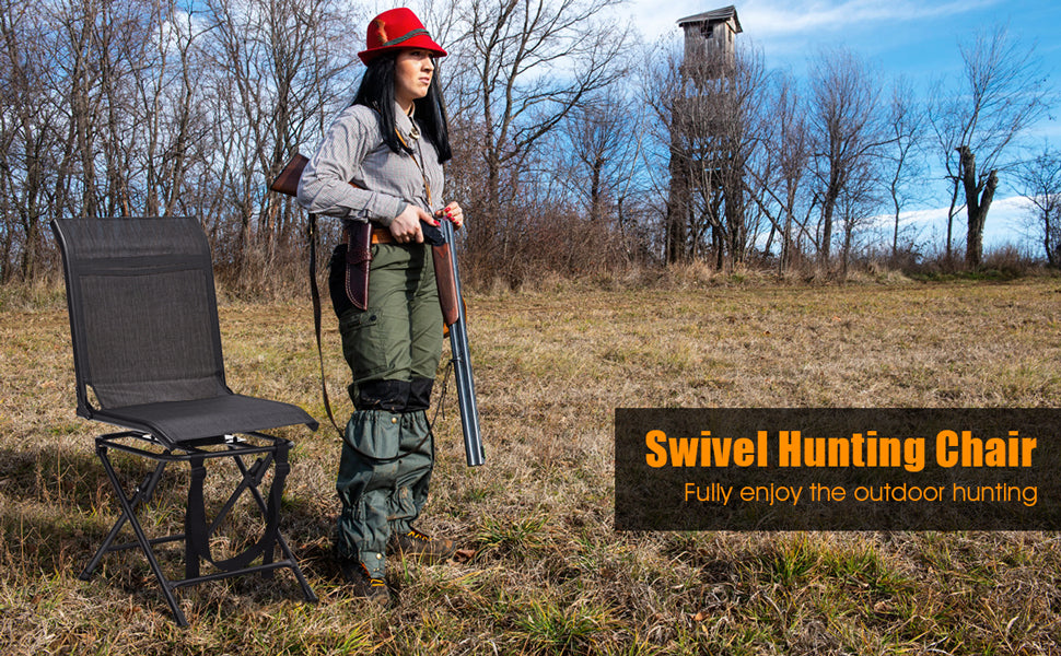 360 Degree Swivel Foldable Hunting Blind Chair with Mesh Backrest