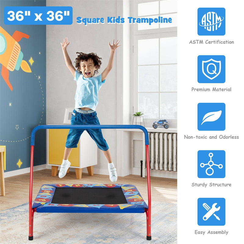 36" Square Indoor Outdoor Kids Trampoline with Foamed Handrail