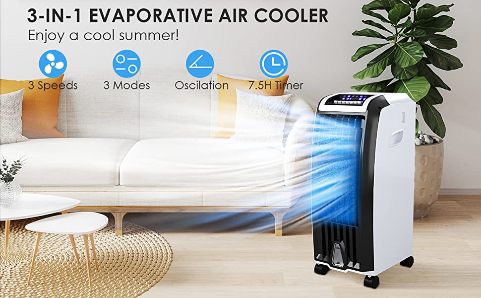 Eletriclife Evaporative Portable Air Cooler with 3 Wind Modes and Timer