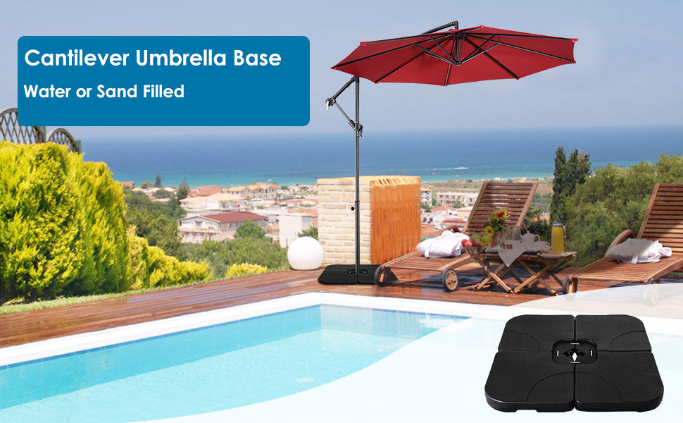 4-Piece Cantilever Umbrella Base Square Outdoor Umbrella Weights Base