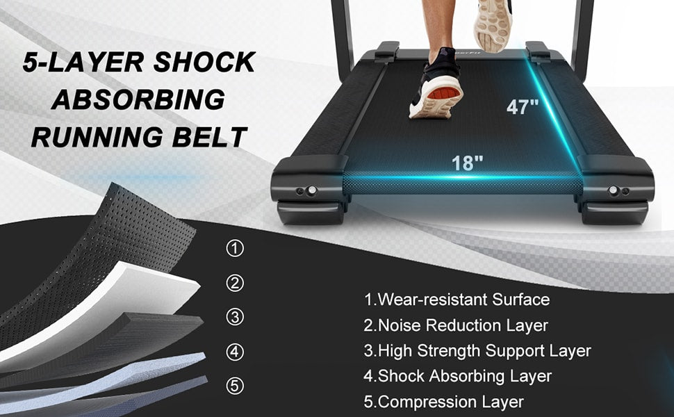 4.0HP Heavy Duty Electric Folding Treadmill Jogging Machine with LED Touch Screen Bluetooth Speaker