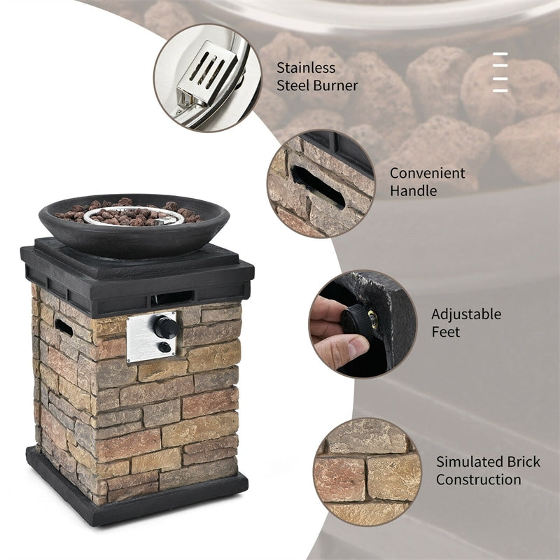 40000 BTU Outdoor Propane Firebowl Column Fire Pit Heater