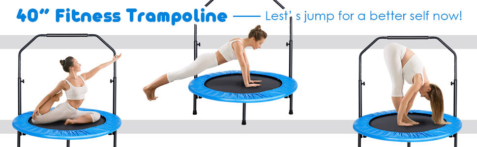 40" Foldable Mini Rebounder Trampoline with Adjustable Foam Handrail