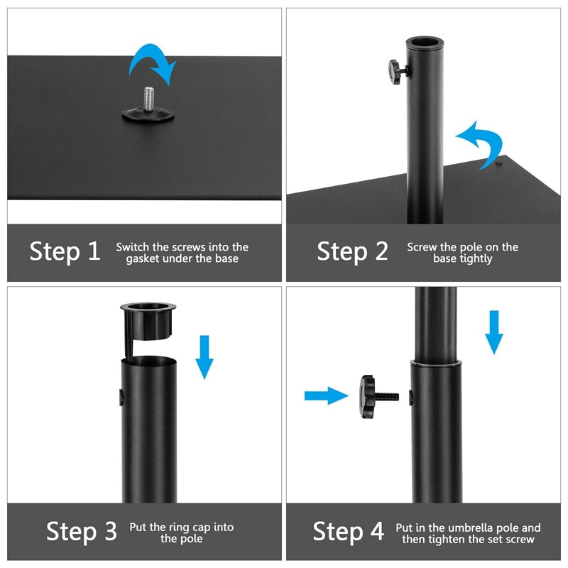 40 lbs Square Steel Patio Umbrella Base Stand with 3 Adapters