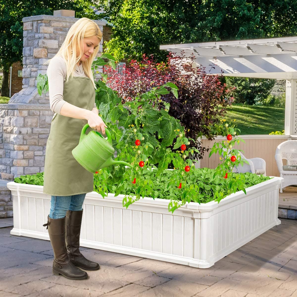 48.5" L x 48.5" W Raised Garden Bed Outdoor Rectangle Plant Box