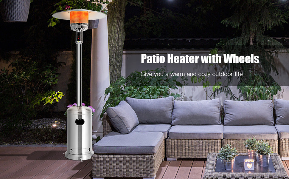 48000 BTU Floorstanding Outdoor Propane LP Gas Patio Heater with Wheels