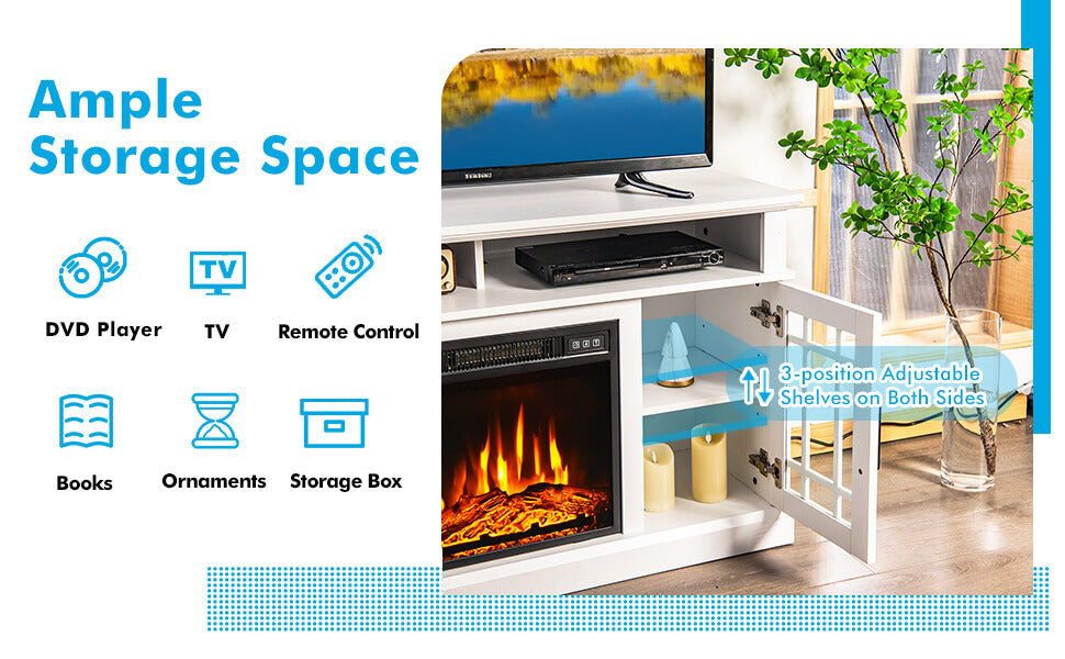 48 Inch Electric Fireplace TV Stand Fireplace Entertainment Center with 1400W Electric Fireplace for TVs up to 50 Inch