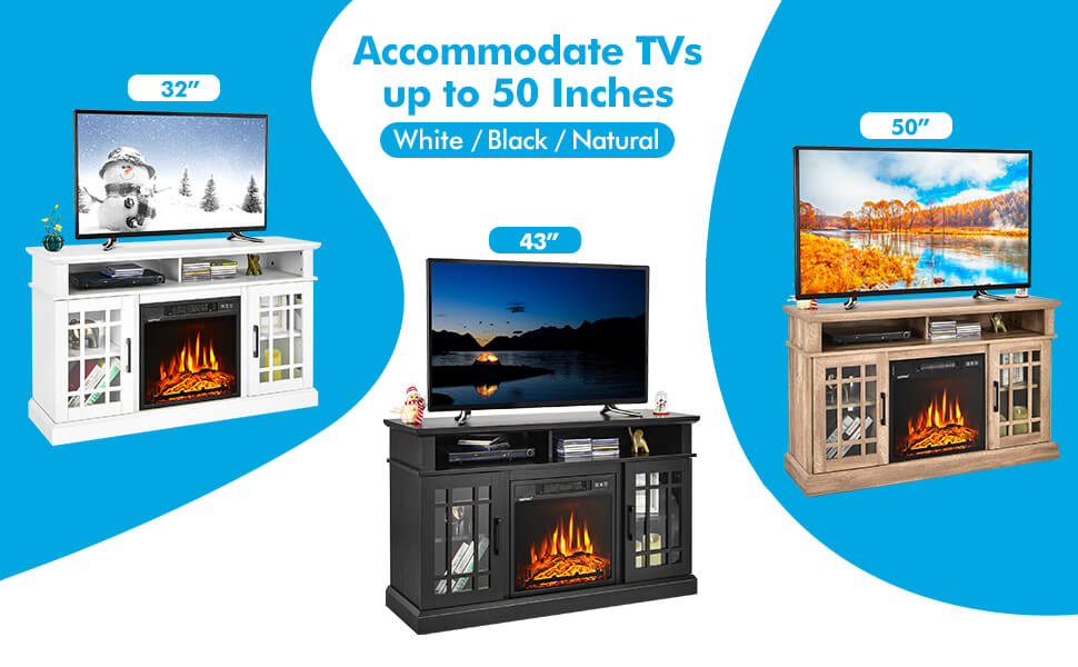 48 Inch Electric Fireplace TV Stand Fireplace Entertainment Center with 1400W Electric Fireplace for TVs up to 50 Inch