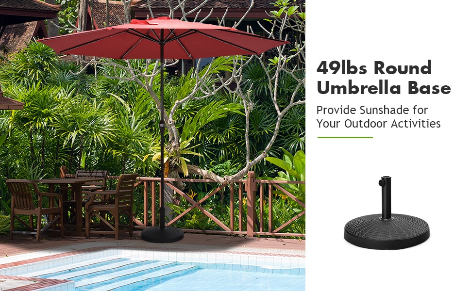 49 LBS Round Wicker Resin Patio Umbrella Base Stand