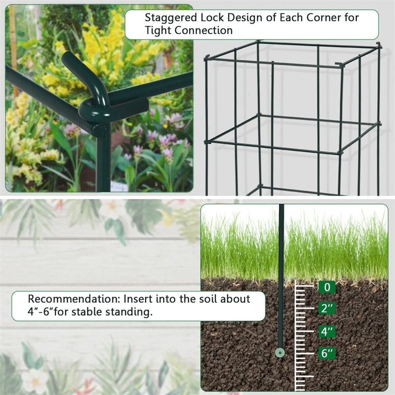 4 Pack Garden Trellis Plant Cage Support for Climbing Plants