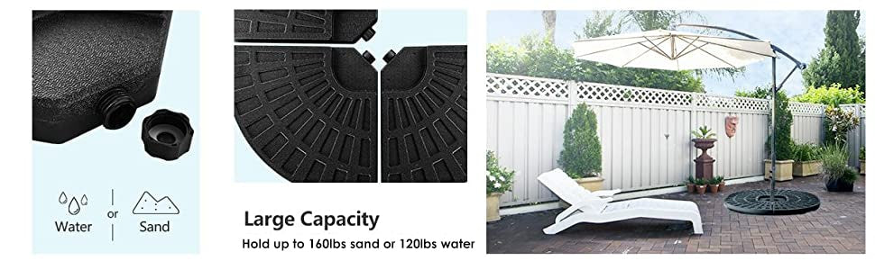 4 Plate Outdoor Cantilever Umbrella Base Stand for Patio