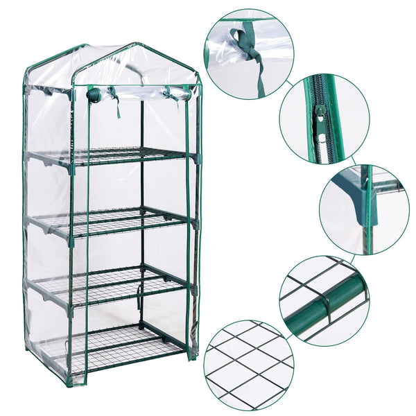 4 Tier Outdoor Portable Mini Greenhouse with Cover