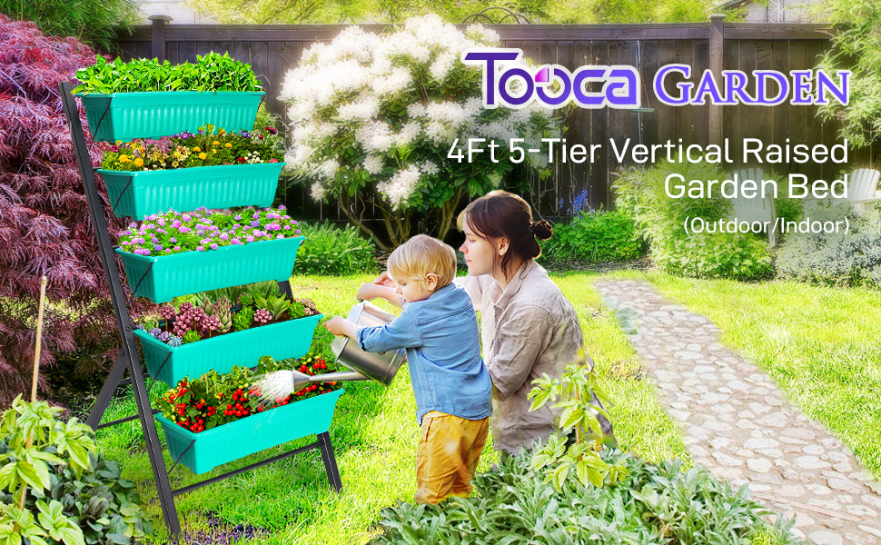 4 ft 5 Tier Vertical Raised Garden Bed with Container Boxes for Vegetables
