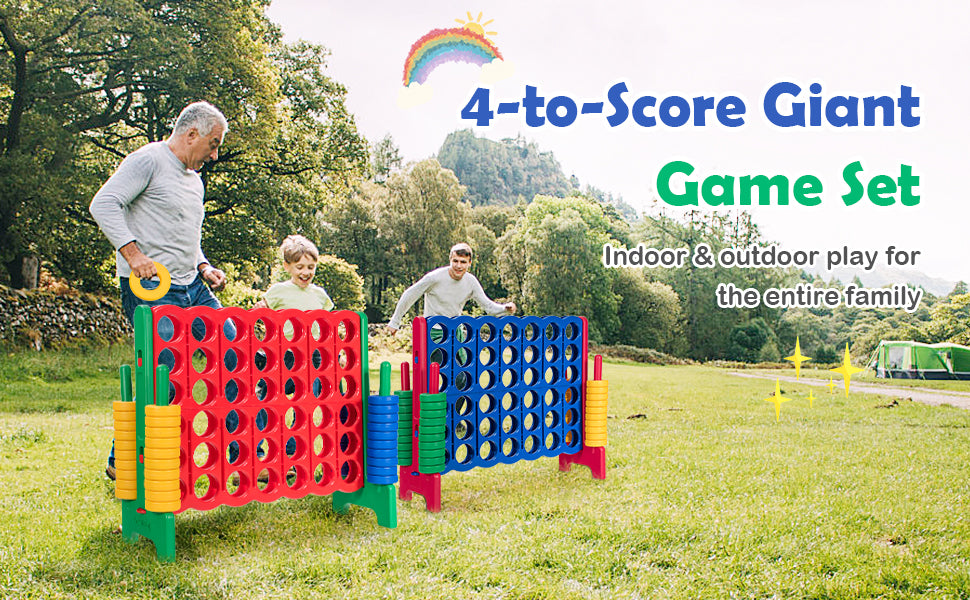 4-to-Score Giant Game Set with 42 Jumbo Rings & Quick-Release Slider