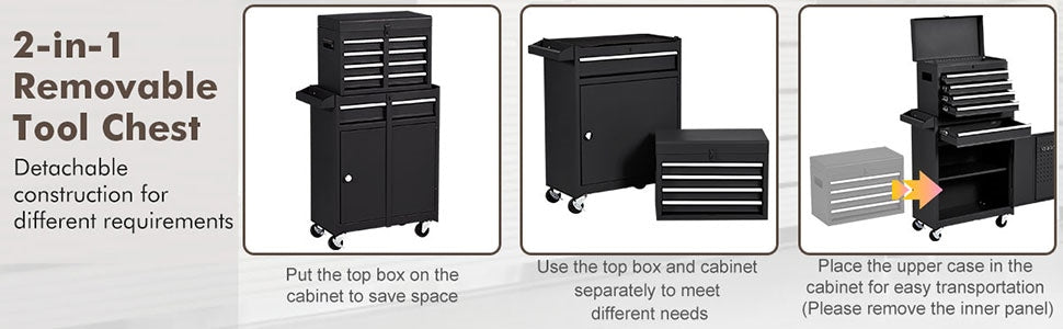 5-Drawer Rolling Tool Chest High Capacity Tool Storage Cabinet Toolbox Organizer with Wheels and Locking System